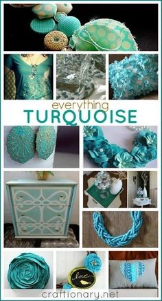 turquoise and white collage with the words everything turquiose written in it