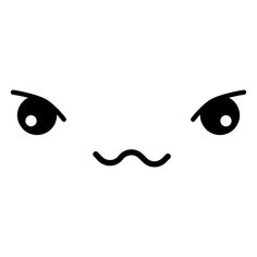 a black and white drawing of a face with big eyes, drawn in the shape of a cat's head
