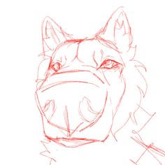 a drawing of a dog's head with its mouth open