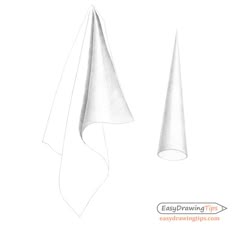a drawing of two white towels and one is folded in the shape of a cone