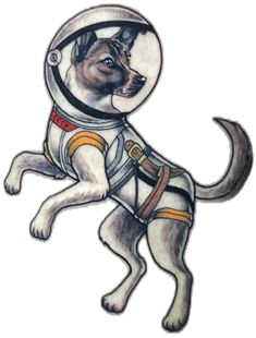 a drawing of a dog in an astronaut's suit