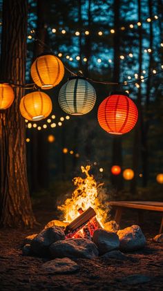 A group of friends gathered around a bonfire, sharing creative ideas and laughter.