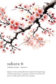 Embrace the beauty of spring with this Japanese Sakura Typography Poster. Featuring the delicate elegance of cherry blossoms, this printable wall art captures the essence of Japanese sakura in bloom.   Perfect for adding a touch of spring artwork to your space, this flowering sakura design blends Japanese language with minimalist charm. Ideal for lovers of definition decor, this printable poster makes a timeless addition to any home. Decorate your walls with the fleeting yet breathtaking beauty of cherri blossoms and celebrate the poetic spirit of spring. Japanese Words For Nature, Definition Of Perfect, Japenses Cherry Blossom, Japanese Print Art, Nature Posters Aesthetic, Cherry Blossom Definition, Poster Japanese, Japanese Cherry Blossoms, Japan Posters