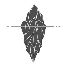 an iceberg is shown in black and white, with lines going through the top