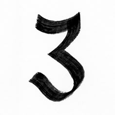 the number three drawn in black ink on white paper