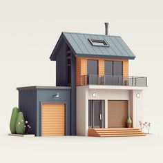 Minimal House, 3d House, Low Poly Tiny House, Low Poly House Design, Low Poly House 3d, Blender 3d House, Blender 3d House Design, Modern House Isometric, Low Poly House Building