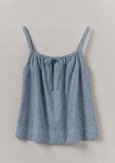 Lightweight Linen Cotton Cami | Dusty Blue Cotton Nighties, Nightwear Women, Printed Gowns, Ladies Gown, Women Nightwear, Night Dress For Women, Dusty Blue, Nightwear, Chambray