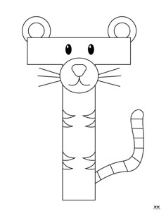 the letter i is for tiger coloring page with an animal face on it's head