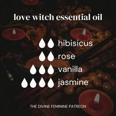 Witchcraft Oils For Love, Essential Oil Blends For Witches, Oil Blends, Essential Oil Witch Blends, Witchy Essential Oils, Essential Oils Witch, Witchy Essential Oil Blends, Witchy Oil Blends, Witchy Diffuser Blends