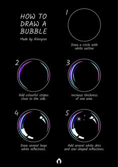 how to draw a bubble with different colors and shapes on the bottom half of it