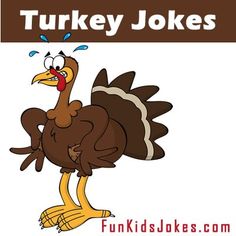 a cartoon turkey with the words turkey jokes on it's face and an image of a