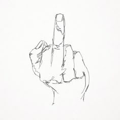 a black and white drawing of a person's hand