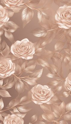 an abstract floral background with pink roses and leaves