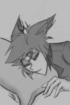 a drawing of a woman with her hand on her shoulder and eyes closed, looking to the side