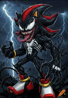 an image of a cartoon character with lightning in the background