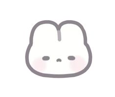 a white rabbit face with two eyes and one nose is shown in the shape of a bunny