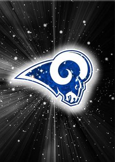the rams logo on a black and white background with snow flecking around it