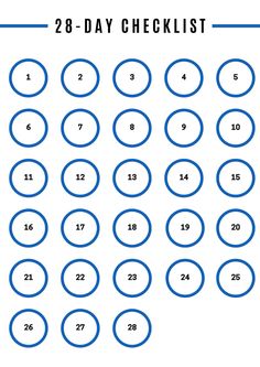 a printable 2 - day checklist with blue circles and numbers in the middle