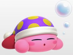 an animal with a hat and bubbles floating in the air