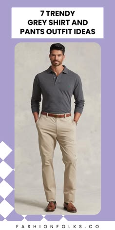 Is matching grey pants with a grey shirt the only option? Find out what other pant shades complement grey tops, for both guys and gals! Shirt And Pants, Grey Shirt, Pants Outfit, Pants, Trousers