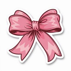 a pink bow sticker on a white background