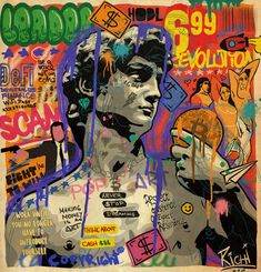 an image of a man with graffiti on his face