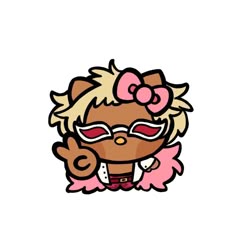 a cartoon character with glasses and a bow