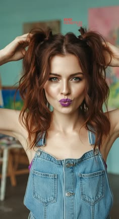 4. Messy Half-Up Pigtails | 8 Cute And Easy Pigtail Hairstyles For All Ages#pigtail #pigtails #pigtailhairstyles #pigtailshairstyles #easyhairstyles #cutehair #easyhairstyle Pigtail hairstyles have been a timeless favorite for their youthful charm and versatility. Whether you're heading to school, a casual outing, or even a festival, pigtails offer endless styling.. Pigtail Hairstyles For Adults, Pigtail Hairstyles Half Up, Hair Half Up Pigtails, Easy Circus Hairstyles, Fun Pigtails For Women, Cute Low Pigtails, Women Pigtails Hairstyles, Pigtail Hairstyles Half Up Half Down, Easy Pigtail Hairstyles