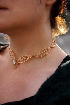 Gold Color Lace Elven Choker. Necklace. Elf Jewelry. - Etsy Elf Jewelry, Delicate Necklace, Elf, Gold Color, Choker Necklace, Etsy Gift Card, Best Gifts, Lace, Gold