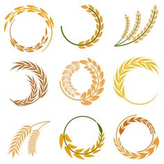 six different types of wheat logos