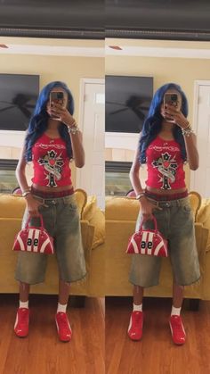 #edhardy #pumaspeedcat #tuffoutfit #outfitwithjorts #bluehair #streetwear Red Speedcat Ootd, Red Puma Speedcat Outfit Black Women, Outfits With Puma Speedcat, Pumas Shoes Outfit, Speedcat Og Puma Outfit, Blue Puma Speedcat Outfit, Styling Puma Speedcat, Speed Cat Puma Outfit, Puma Speed At Outfit