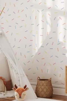 Pastel geometric nursery stickers featuring playful polka dots.