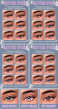 the different types of eyes and how they are used to make them look like they're