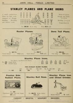 an advertisement for stanley planes and plane irons, with instructions on the front page
