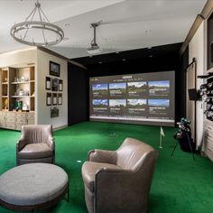 Custom Golf Simulator Room for Your Man Cave! Transform your game with a Custom Golf Simulator Room! Elevate your swing and hone your skills with cutting-edge technology and realistic course simulations. Enjoy a year-round golf simulator in the comfort of your own home. Get inspired and start designing your dream golf room today.