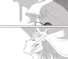 an anime scene with two people facing each other