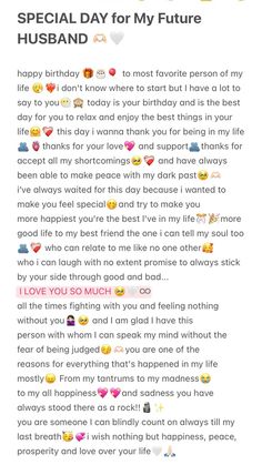 the text on this page says, happy birthday for my future husband