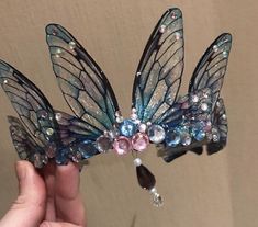 Fairy Tiara Diy, Fairy Cosplay Accessories, Fantasy Fairy Crown, Fairy Queen Crown, Fairy Diadem, Fairy Wing Crown, Crystal Fairy Wings, Leaf-like Butterfly Wings, Fairy Wing Headpiece