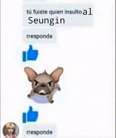 an image of a dog that is in the middle of two thumbs up and another one has