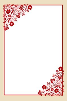 a red and white frame with flowers on the border is shown in this image, it looks