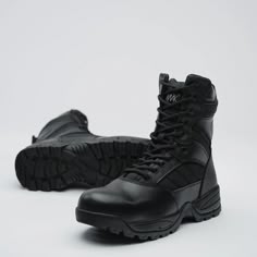 Gore-tex Tactical Lace-up Work Boots, Black Combat Boots With Snip Toe And Reinforced Toe, Black Tactical Waterproof Boots With Vibram Sole, Tactical Wear-resistant Black Boots, Tactical Gore-tex Lace-up Combat Boots, Black Tactical Wear-resistant Boots, Tactical Lace-up Gore-tex Combat Boots, Black Army Boots, Tactical Gore-tex Lace-up Boots