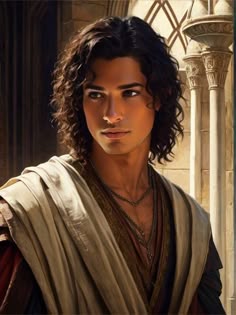 a painting of a man with long hair