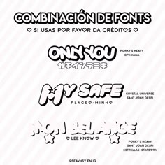 some type of font that is in different styles and colors, with the words on each side
