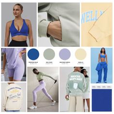 Athleisure Color Palette, Color Block Activewear For Sports Season, Summer Color Block Sportswear Activewear, Athleisure Mood Board, Activewear Color Palette, Activewear Moodboard, Athleisure Moodboard, Active Wear Mood Board, Active Wear Color Palette