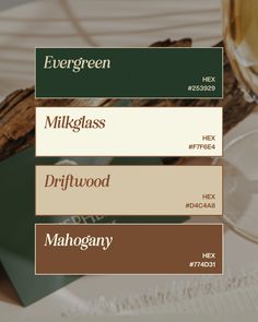 there are three different types of wine glasses on the table with each one's name