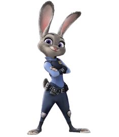 a cartoon bunny is standing with his arms crossed and looking at the camera while wearing a police uniform