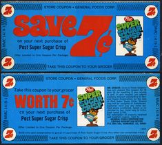two coupons for super mario bros are shown in blue and red, with the same price