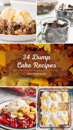 four different desserts with text overlay that reads, 34 dump cake recipes for fall