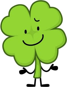 a happy green leaf character with arms and legs