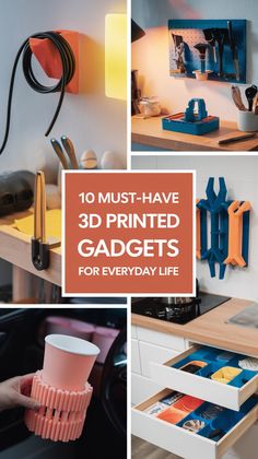 Discover 10 must-have 3D-printed gadgets for everyday use! From spill-proof cup holders to adjustable drawer dividers, these creative ideas will simplify your daily life. Perfect for DIY enthusiasts, these gadgets are practical, fun, and easy to print. Get inspired with detailed examples and links to STL files to start your next project. Make your life more organized and stylish with 3D printing ideas that are both functional and unique! Functional 3d Print Ideas, 3d Print Must Haves, The Best 3d Prints, 3d Printer Design Ideas, 3d Printing Cool Ideas, Useful 3d Printed Items, Useful 3d Printer Ideas, 3d Printed Must Haves, 3d Printed Projects Ideas